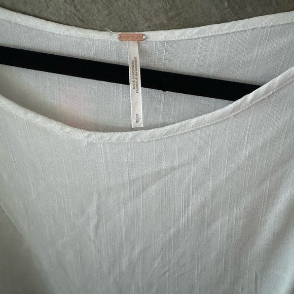 Free People Mini Dress Top Cold Shoulder Ivory White beach longsleeve size Small - Picture 5 of 8